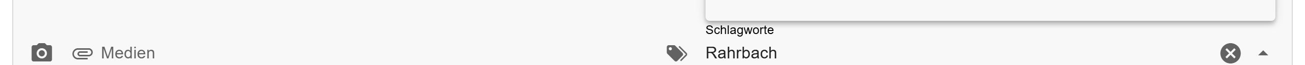 Feld für die Schlagworte