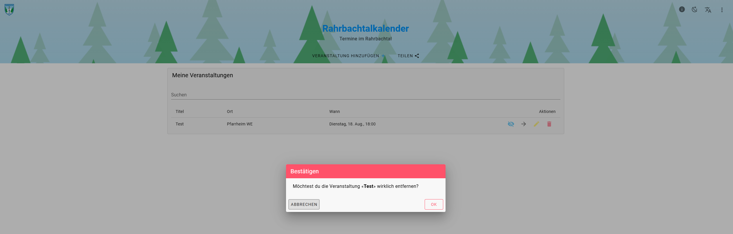 Die Rückfrage vor dem Löschen